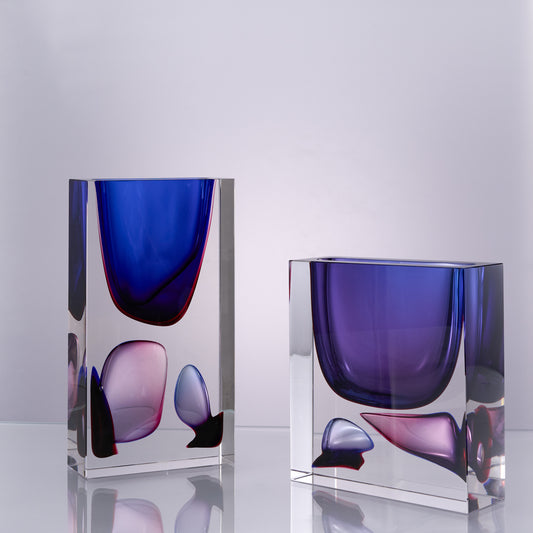 MURATERRA Vase Tall Clear+Blue+Purple -AJ06352