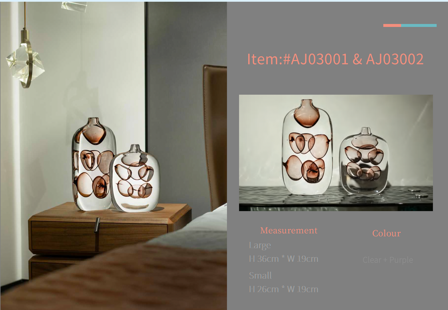 MURATERRA Crystal Brown Clear Vase Short - AJ03002