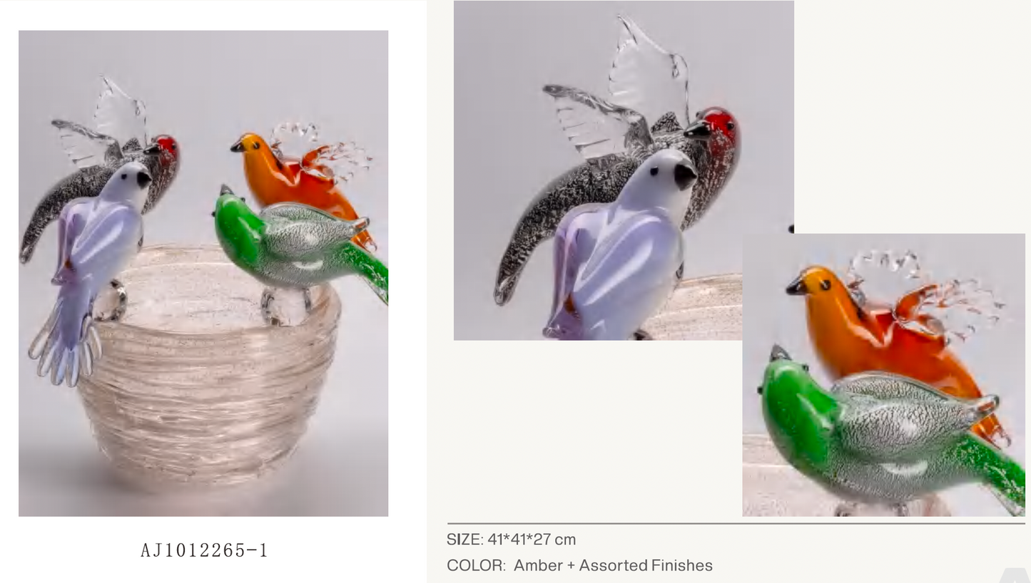 MURATERRA White-Cobalt Birds pot -AJ1012265-1