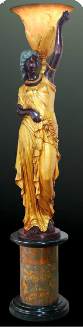 Giovanni Handmade Life Size Female Figure stand Left Hand Light Bronze LS-039MJ-RD , 225×50×50 cm