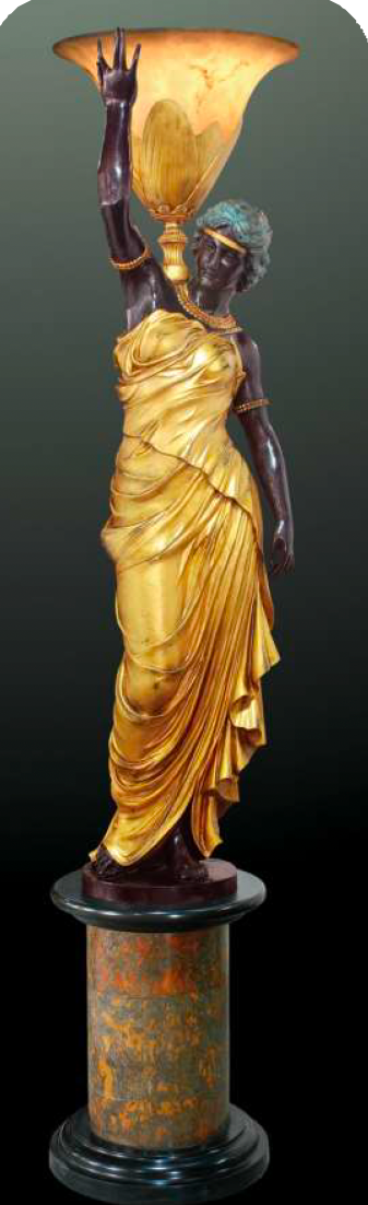 Giovanni Handmade Life Size Female Figure stand Right Hand Light Bronze LS-040MJ-RD , 225×50×50 cm