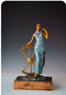 Giovanni Handmade Female Figure Bronze Statue JD-032BC , 26x15.5x41 cm