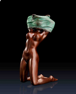 Giovanni Handmade Female kneeling Figure Bronze Statue EPA-172S, 9.3x7x16.8 cm