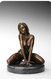 Giovanni Handmade Female Seated Figure Bronze Statue EPA-193, 19x19x25 cm