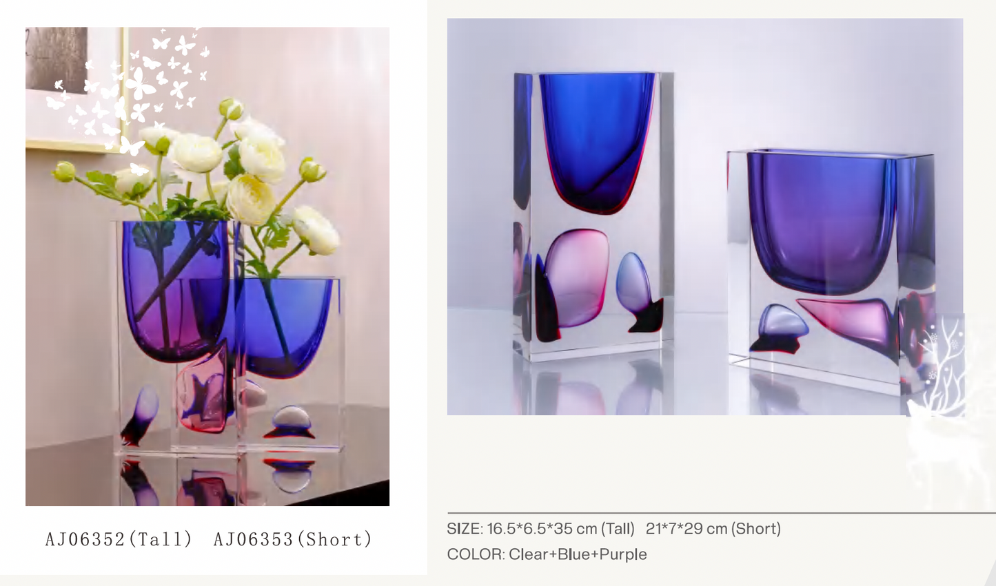 MURATERRA Vase Tall Clear+Blue+Purple -AJ06352