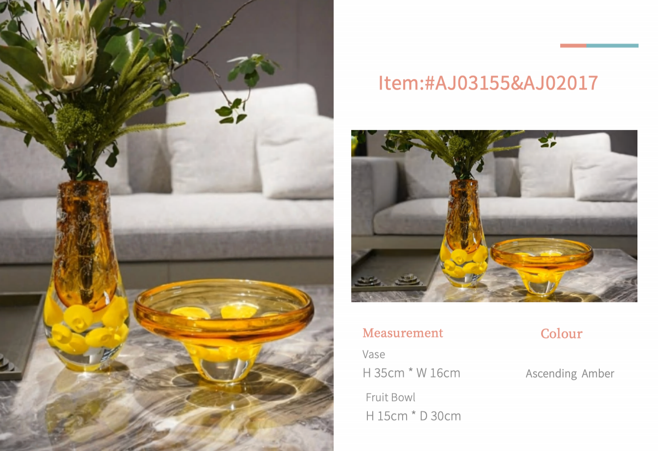 MURATERRA Crystal Amber Fruit Bowl - AJ02017