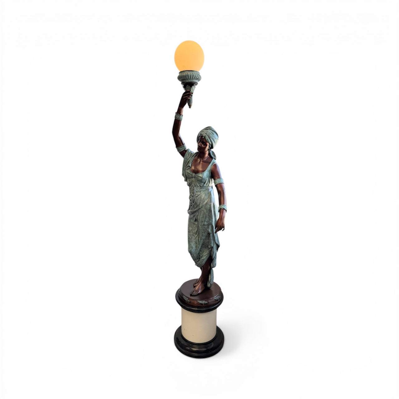 Giovanni Handmade Life Size Female Figure stand Left Hand Light  Bronze HXL-241MJ-RD , 60x60x220 cm
