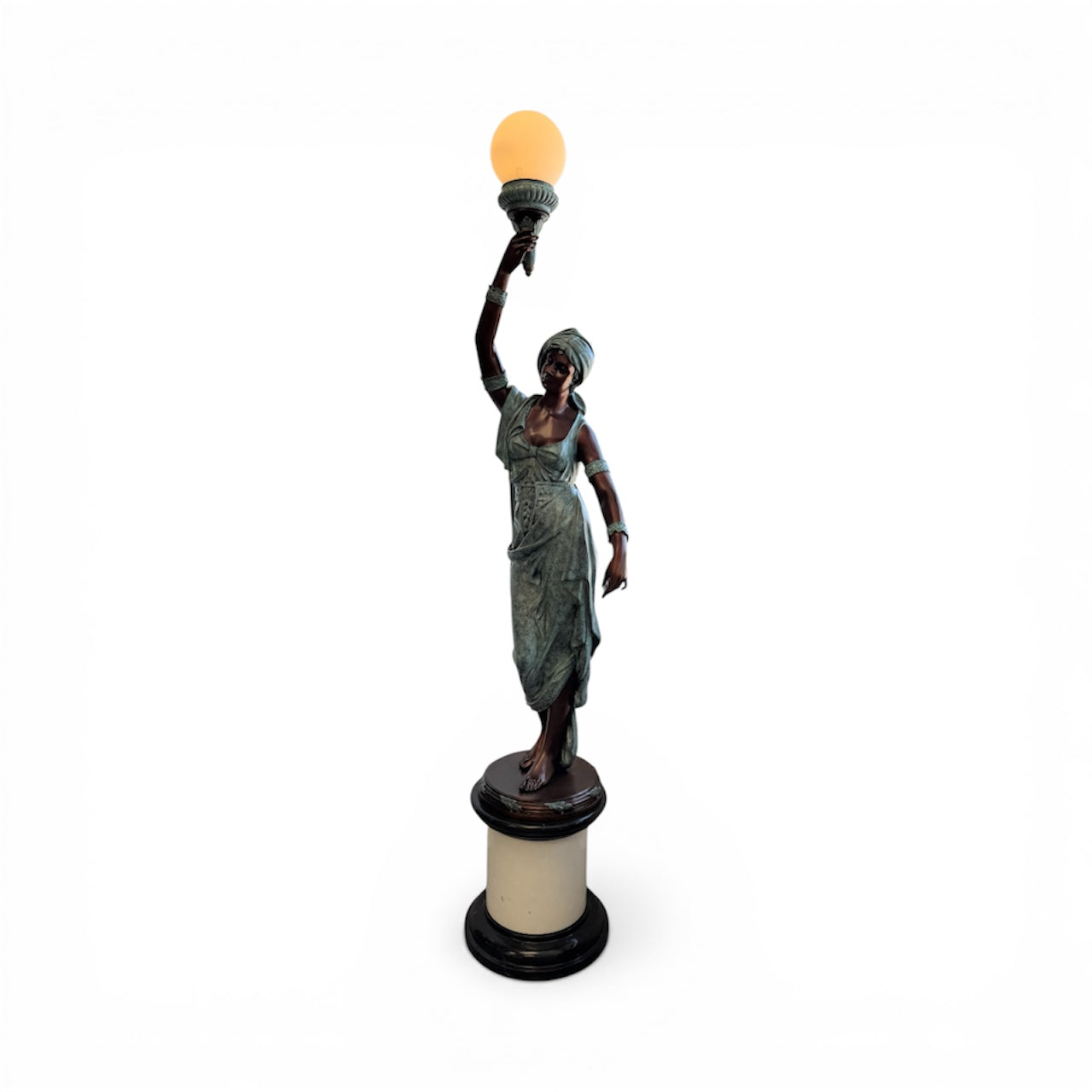 Giovanni Handmade Life Size Female Figure stand Right Hand Light  Bronze HXL-241MJ-RD , 60x60x220 cm