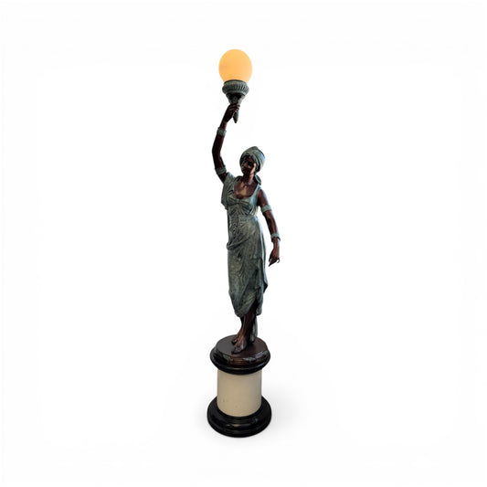 Giovanni Handmade Life Size Female Figure stand Right Hand Light  Bronze HXL-241MJ-RD , 60x60x220 cm