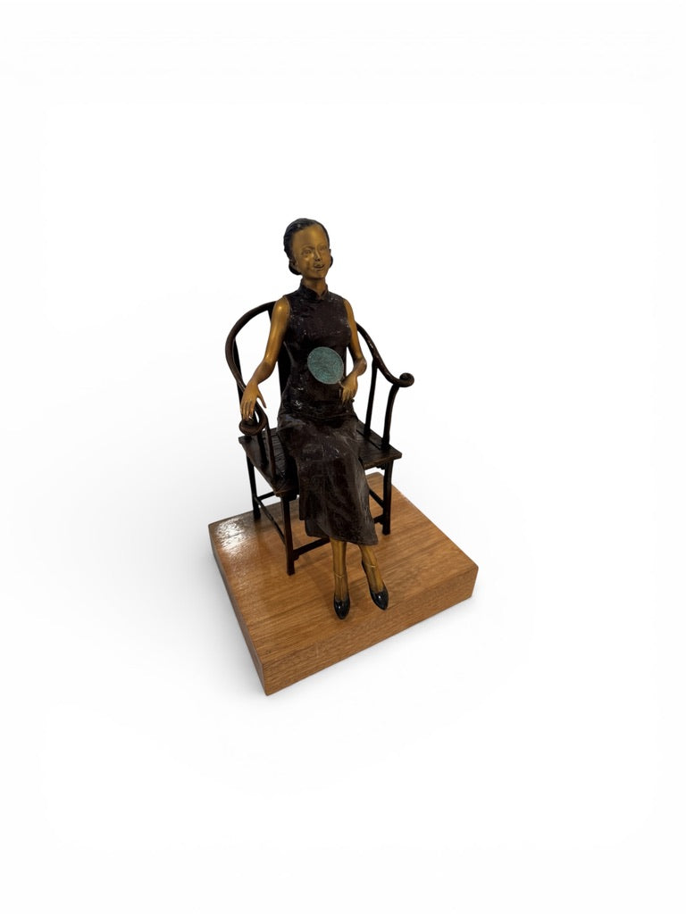 Giovanni Handmade Female Seated Figure Bronze Statue  JD-030BC , 18x15.5x38 cm
