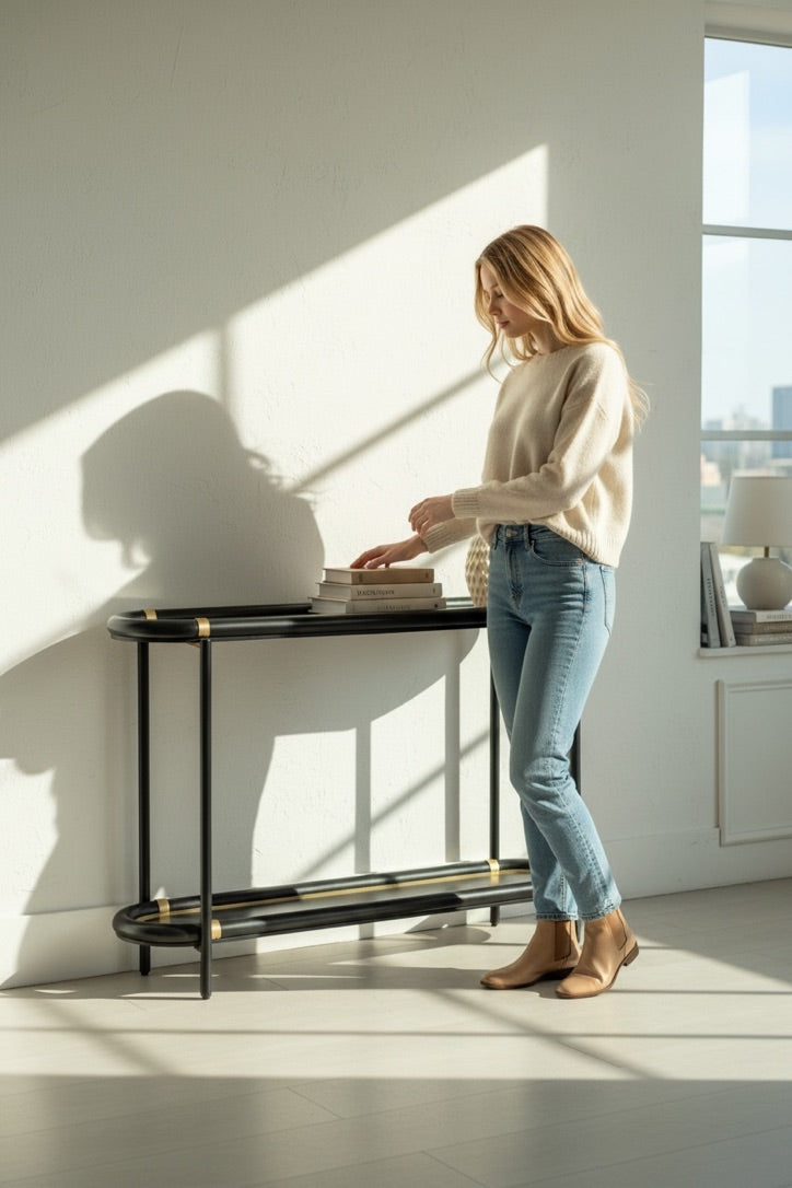 ARTIVELLO  Console Glass & Wood Table -258094