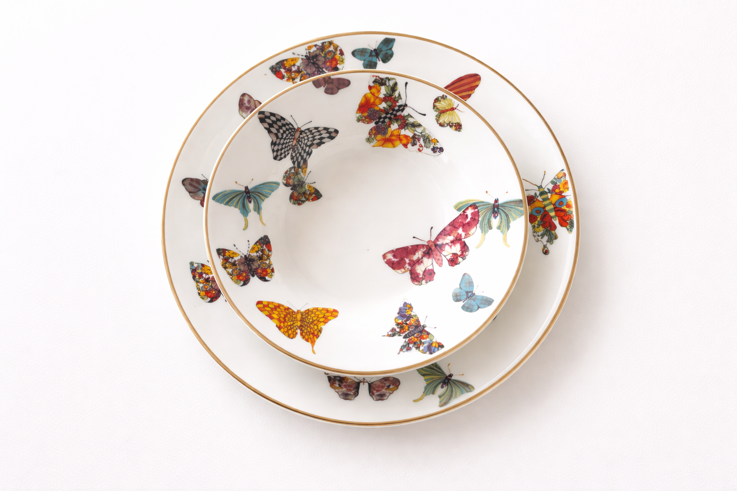 ITALORO Butterfly , 24 K Gold Line , Dining Ware 47 PCS ,OH-22013