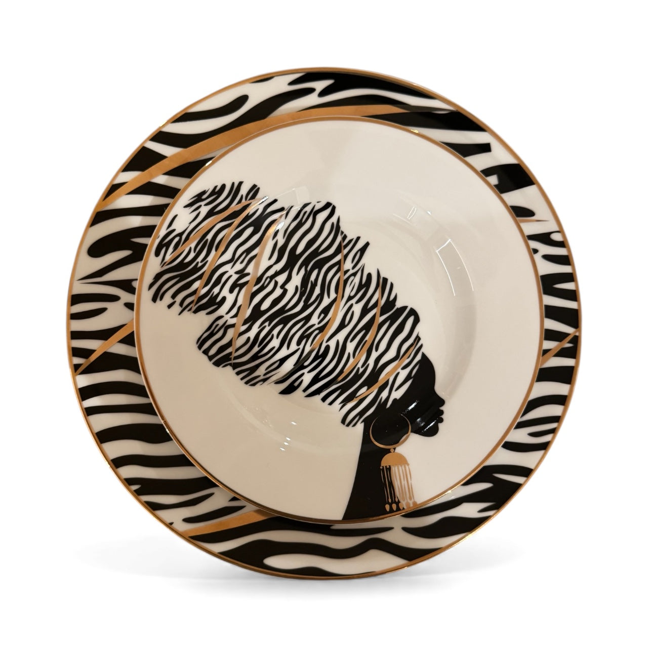 ITALORO African Zebra,24 K Gold Line  ,Dining Ware 47 PCS ,OH-16403