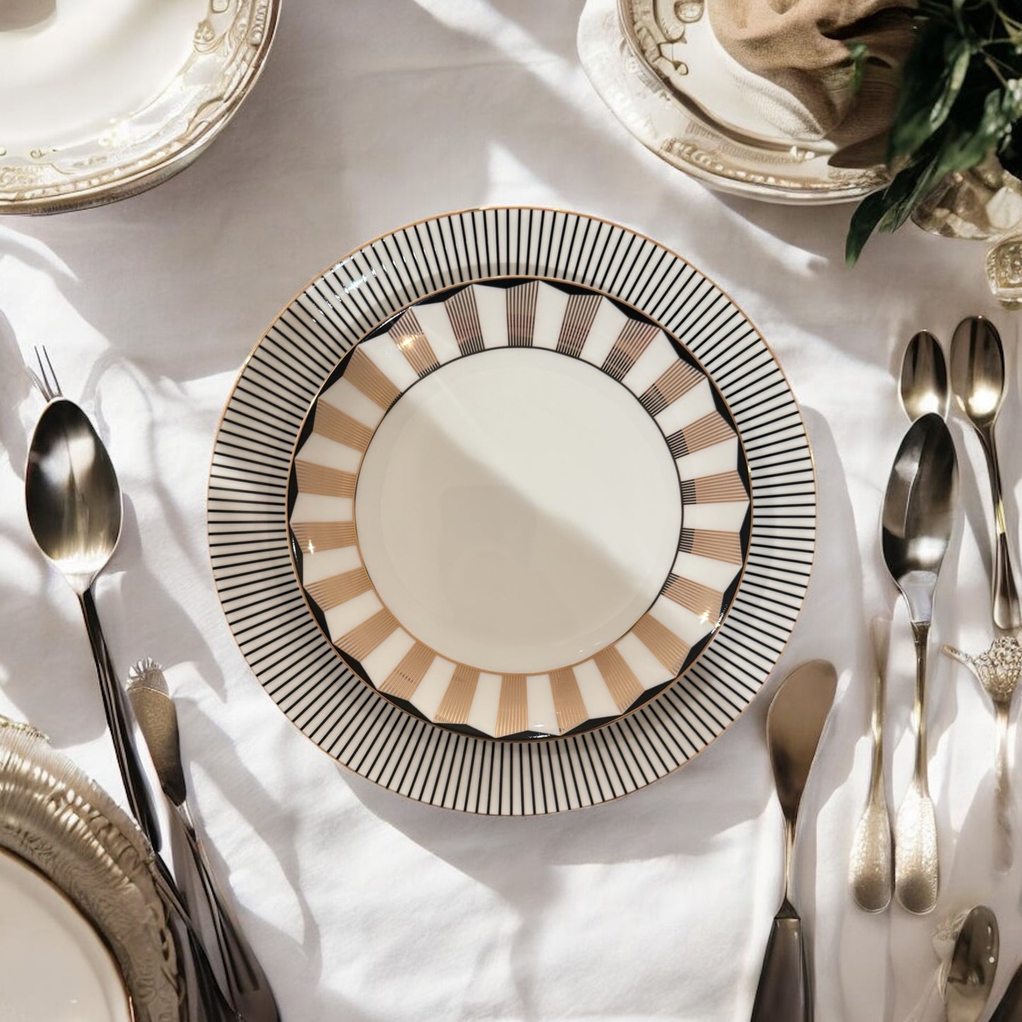 ITALORO Gold Classic Dining Ware,24 K Gold Line,47 PCS ,OH-16404