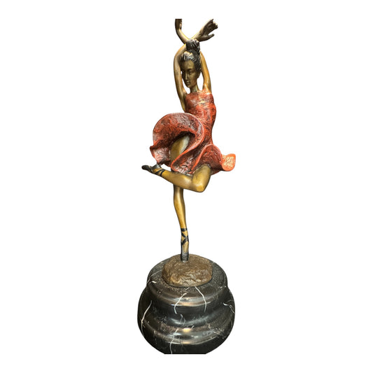 Giovanni Handmade Female Dancer Bronze Statue EPA-237MC, 45*14*14 cm