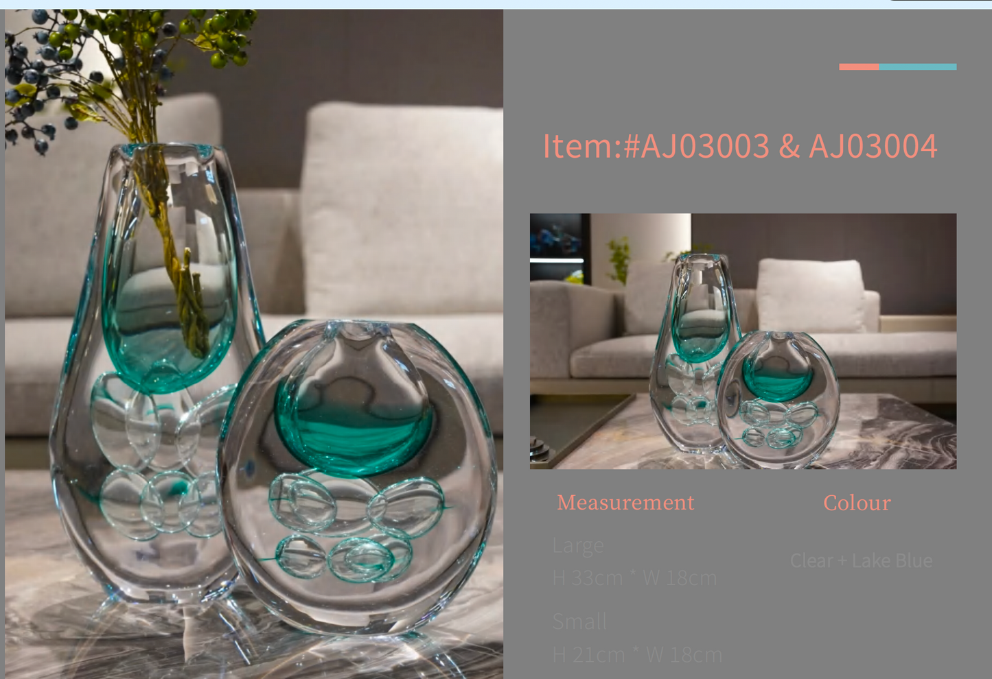 MURATERRA  Crystal Green Clear Vase Tall  - AJ03003