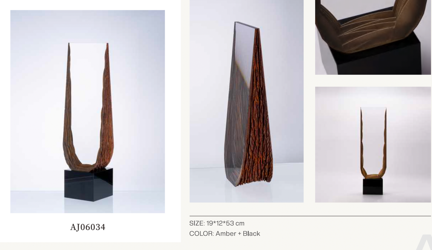 MURATERRA Decoration item Amber -black & Clear-Black base -AJ06034