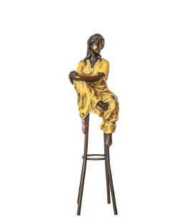 Giovanni Handmade Female Seated Figure Bronze Statue EPA-383MC, 28x8x8 cm