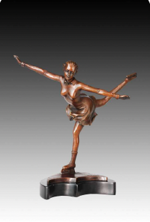 Giovanni Handmade Female Patinage Bronze Statue EP-707, 30x29.5x14cm