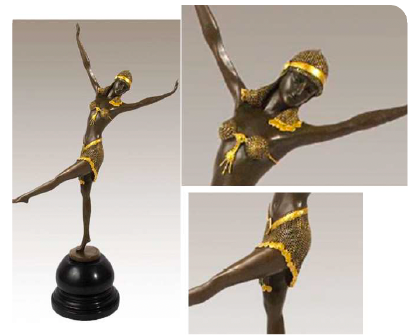 Giovanni Handmade Female Dancer Bronze Statue EP-593MJ, 46X28X13 cm
