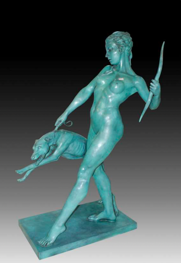 Giovanni Handmade Female Hunter Bronze Statue LS-102HL , 105x70x162 cm