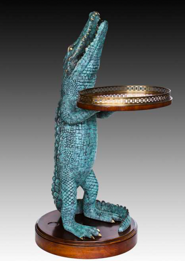 Giovanni Handmade Crocodile Table Bronze HD-002HL , 35x35x86 cm
